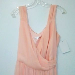 Little Borrowed Dress peach chiffon maxi wrap dress